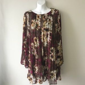 Fab’rik Pleat LS Ombré Swing Dress Size Small